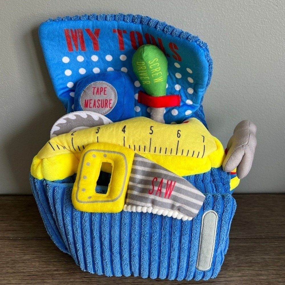 Mud Pie My Tools Plush Set Soft Corduroy Toolbox Hammer Saw Screwdriver Baby Toy
